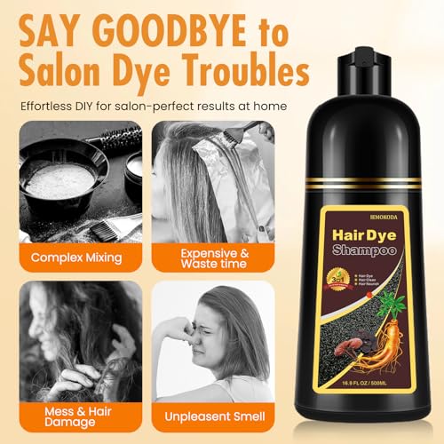 Fedulili Natural Black Tea Hair Dye Shampoo 3-in-1 – Instant Gray Coverage, 16.9 fl oz