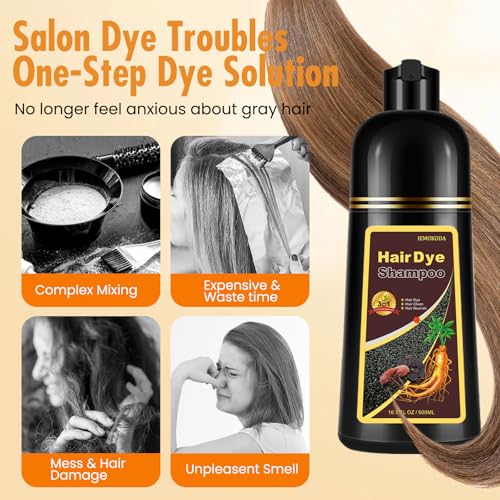Fedulili Instant Dark Red Wine Hair Dye Shampoo – 100% Gray Coverage, 17.5 Fl Oz
