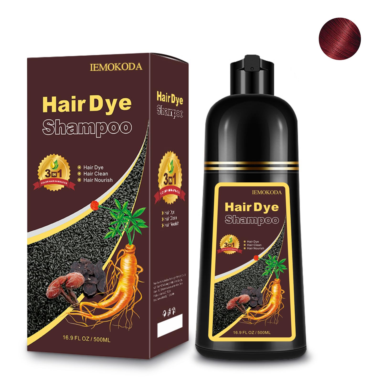 Fedulili Hair Dye Shampoo 3-in-1 – Instant Natural Color, 12 Shades, 500ml