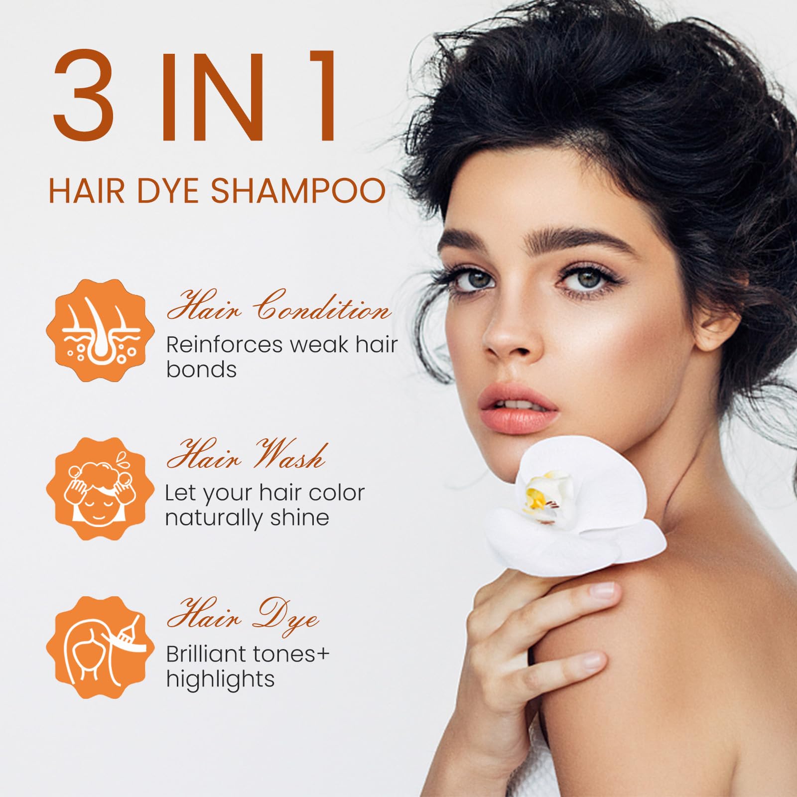 Fedulili Light Brown Hair Dye Shampoo 3-In-1 – Instant Color, Root Touch Up, 500ml