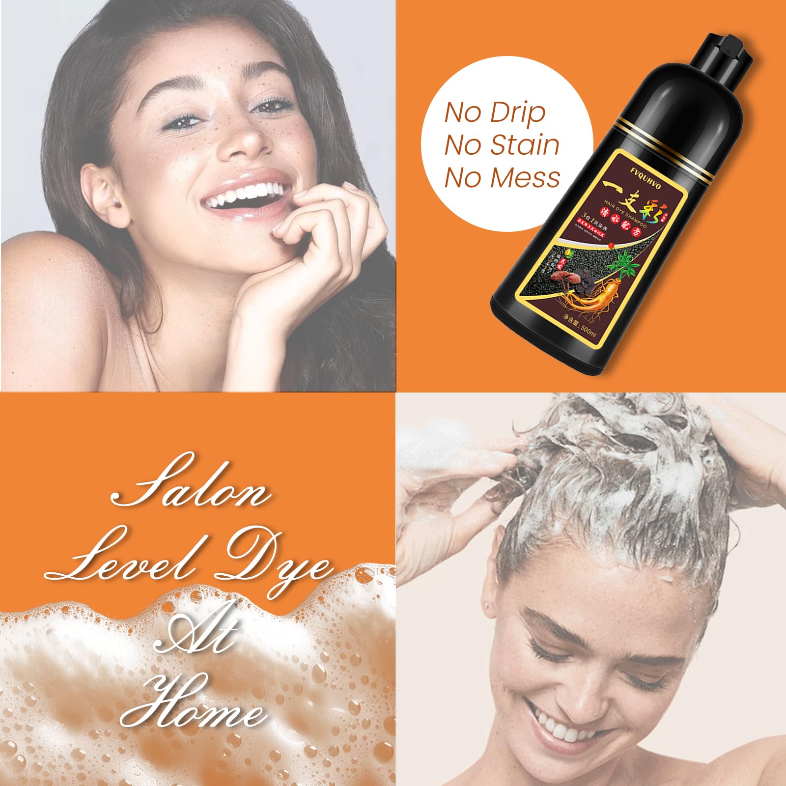 Fedulili 3-in-1 Hair Dye Shampoo – 100% Gray Coverage (Dark Wine Red Burgundy, 500ml)