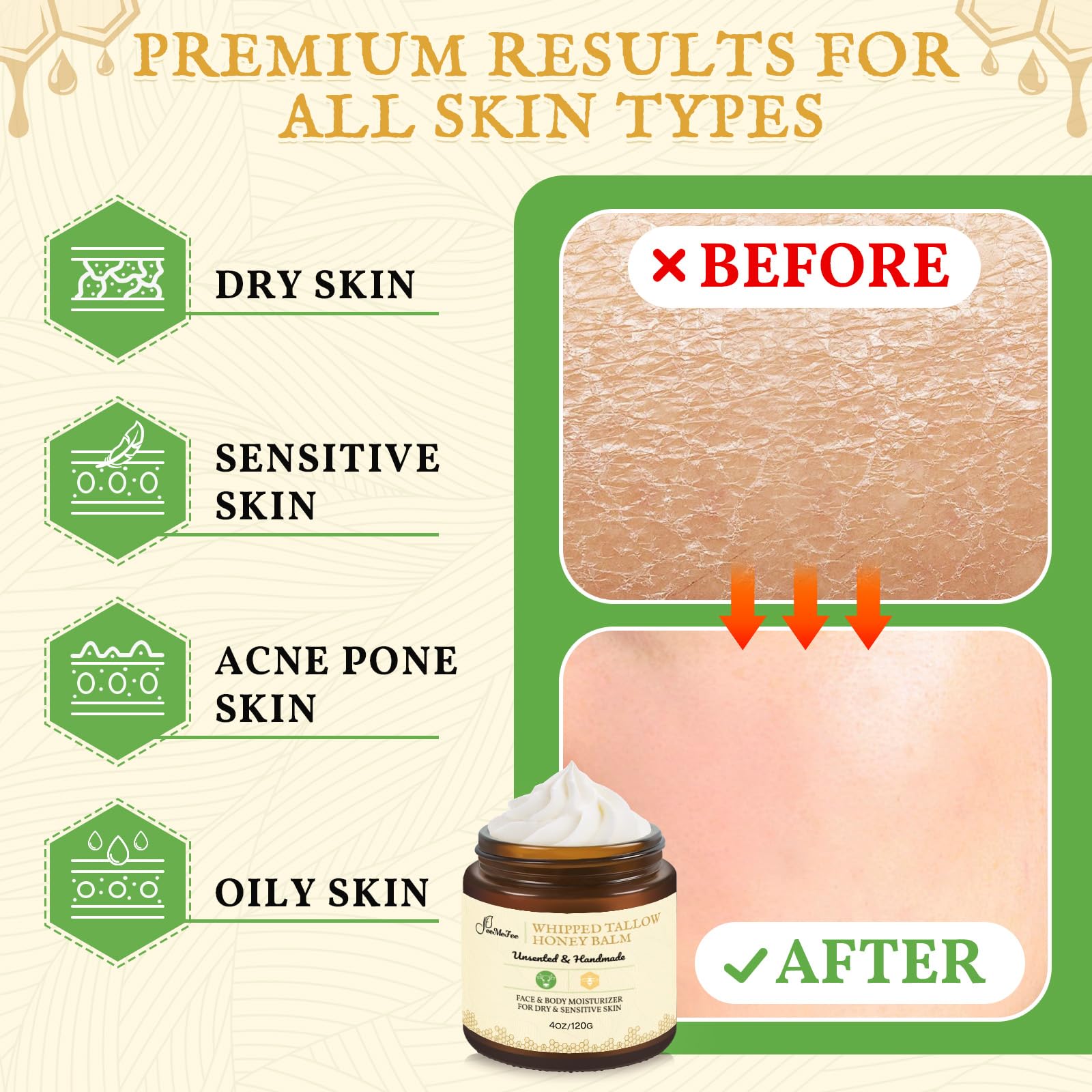 FeeMeFee Beef Tallow for Skin – Unscented Whipped Face & Body Moisturizer
