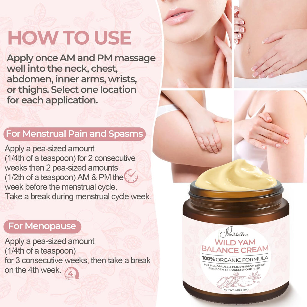 FeeMeFee Wild Yam Cream 4oz – Organic Balancing Cream for Women