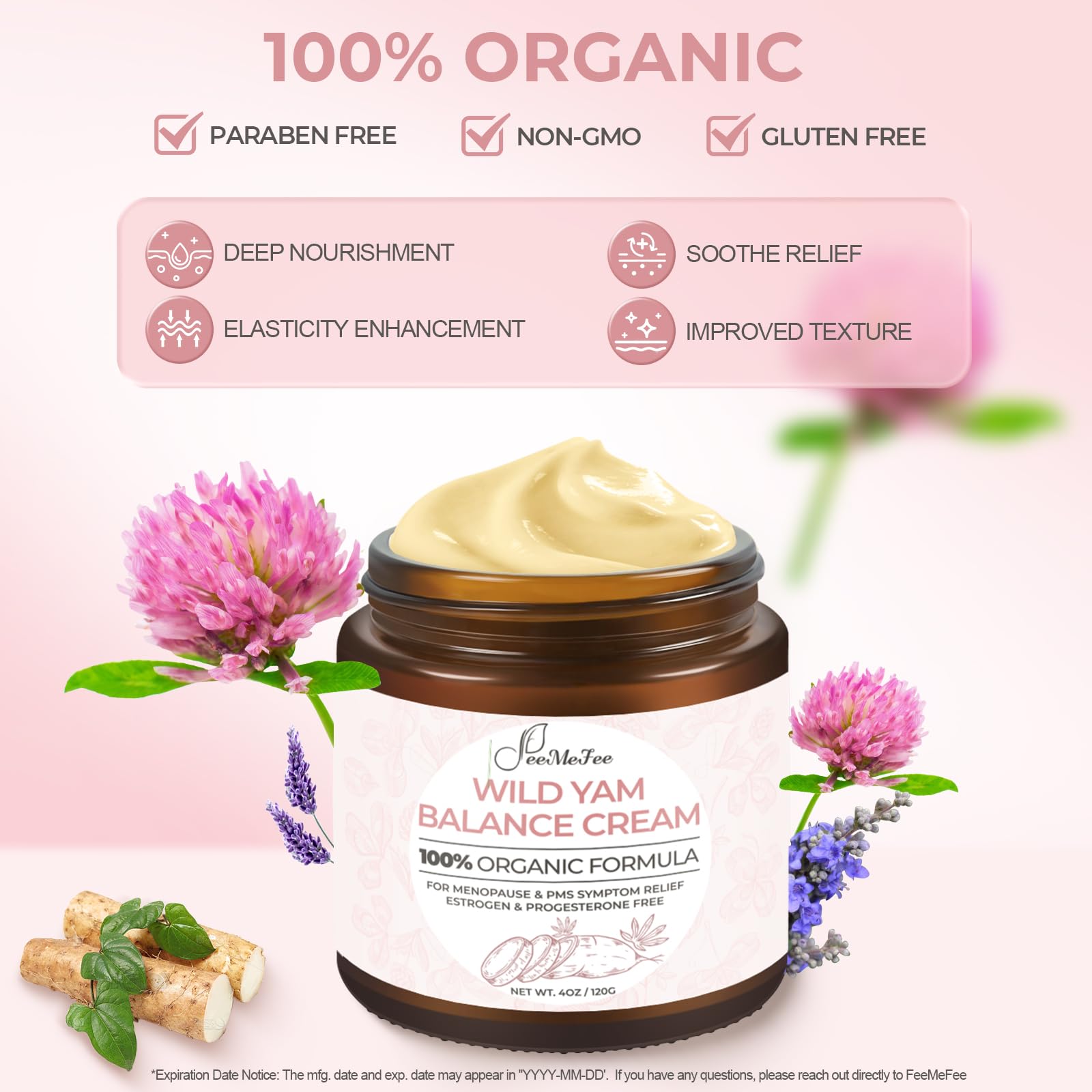 FeeMeFee Wild Yam Cream 4oz – Organic Balancing Cream for Women