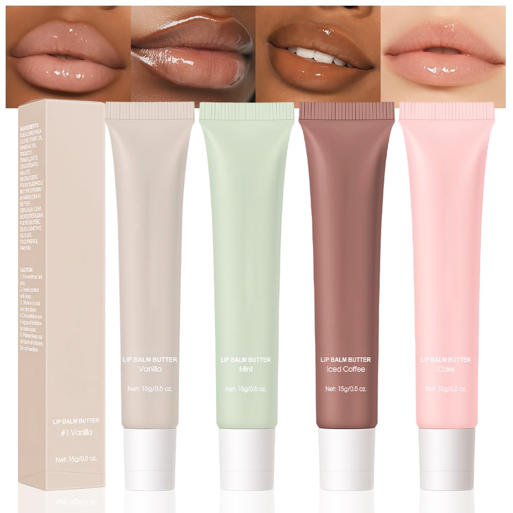 FeiCuiYun 4 Pcs Summer Lip Butter – Ultra-Hydrating Vegan Lip Balm with Sheer Shine