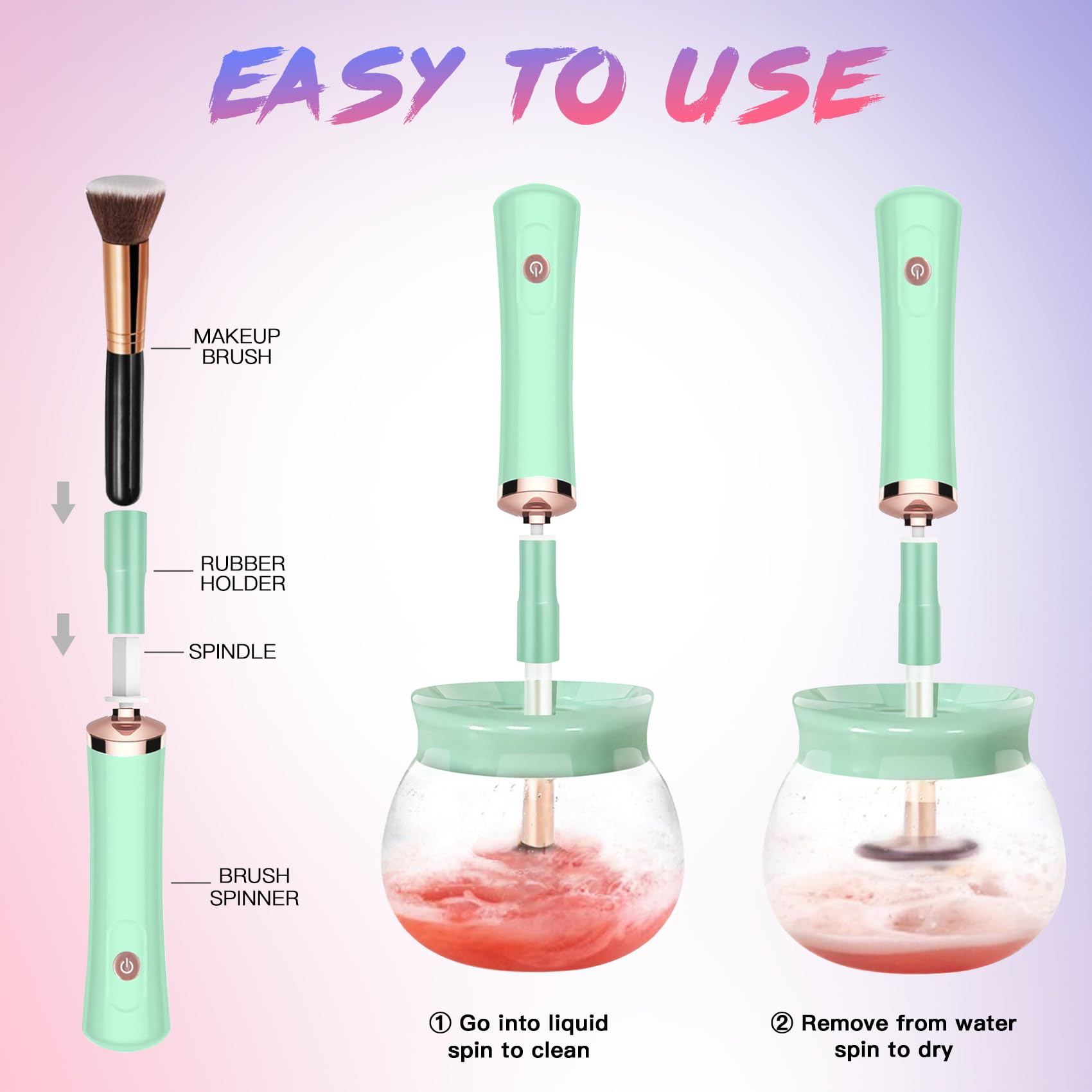 FEIMINI Makeup Brush Cleaner and Dryer Machine – 2-in-1 Spin Clean & Dry
