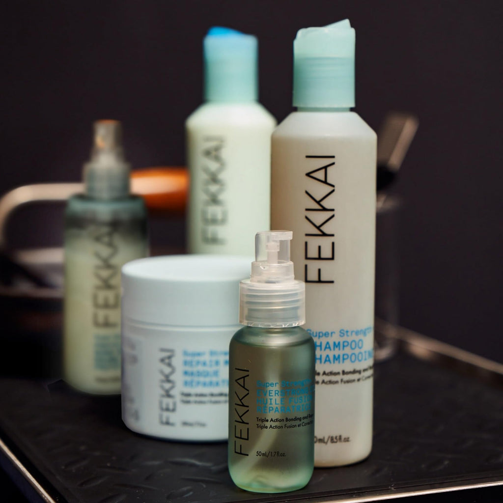 FEKKAI Super Strength+ Strengthen & Prep Bundle – Shampoo, Conditioner, Bonding Oil & PowerBond Mist