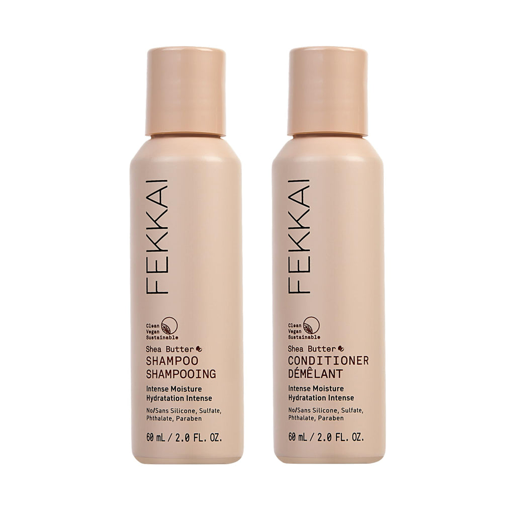 FEKKAI Shea Butter Shampoo & Conditioner (2 oz) – Moisture, Softness & Shine | Frizz Reduction Up to 12H