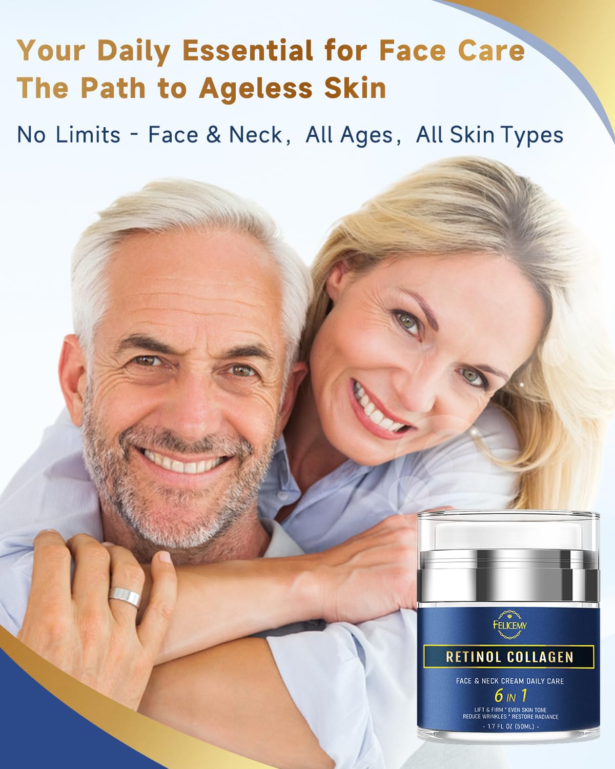 Felicemy 6-in-1 Face Cream for Men - 1.7 Fl Oz | Retinol, Hyaluronic Acid, Dead Sea Minerals