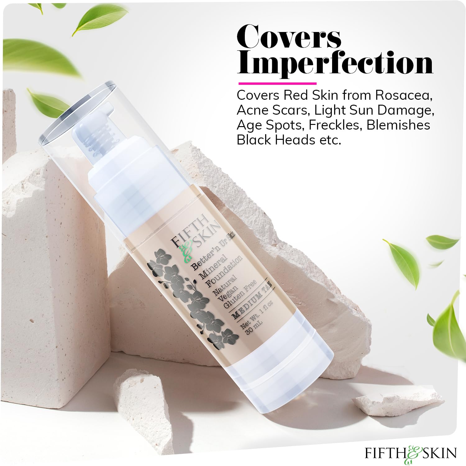 Fifth & Skin Bettern Ur Skin Foundation (Medium Tan) – Natural, Organic, Vegan, Cruelty-Free | 1 oz