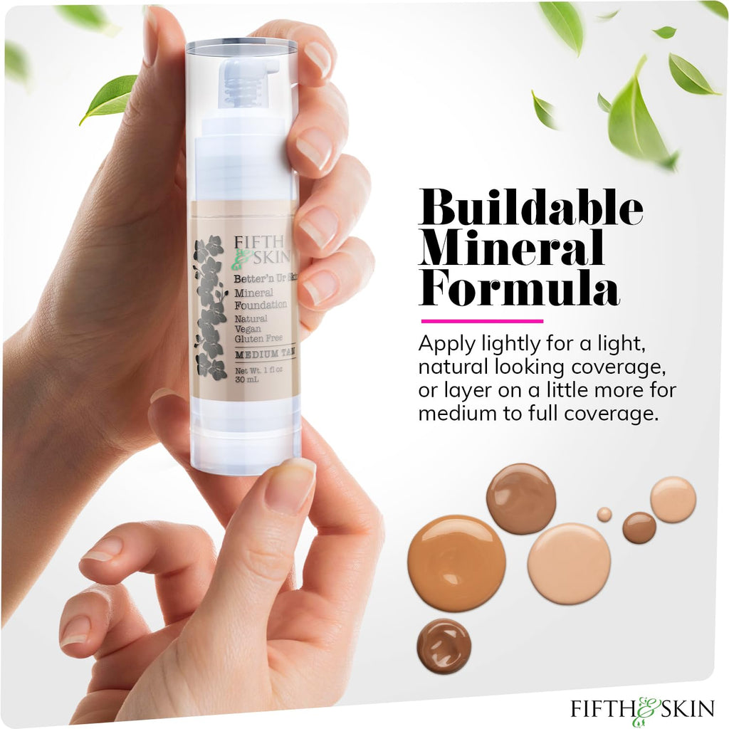 Fifth & Skin Bettern Ur Skin Foundation (Medium Tan) – Natural, Organic, Vegan, Cruelty-Free | 1 oz
