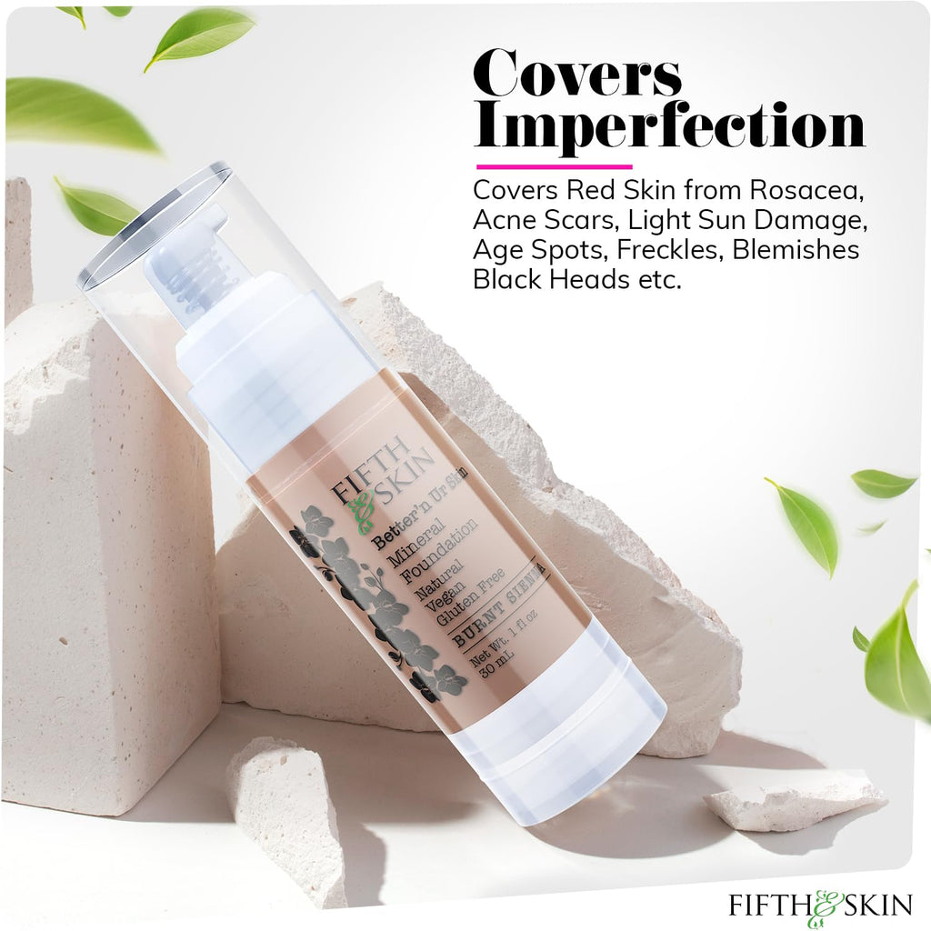 Fifth & Skin Better’n Ur Skin Foundation Burnt Sienna — Natural, Organic, Vegan, Cruelty-Free, Buildable Coverage