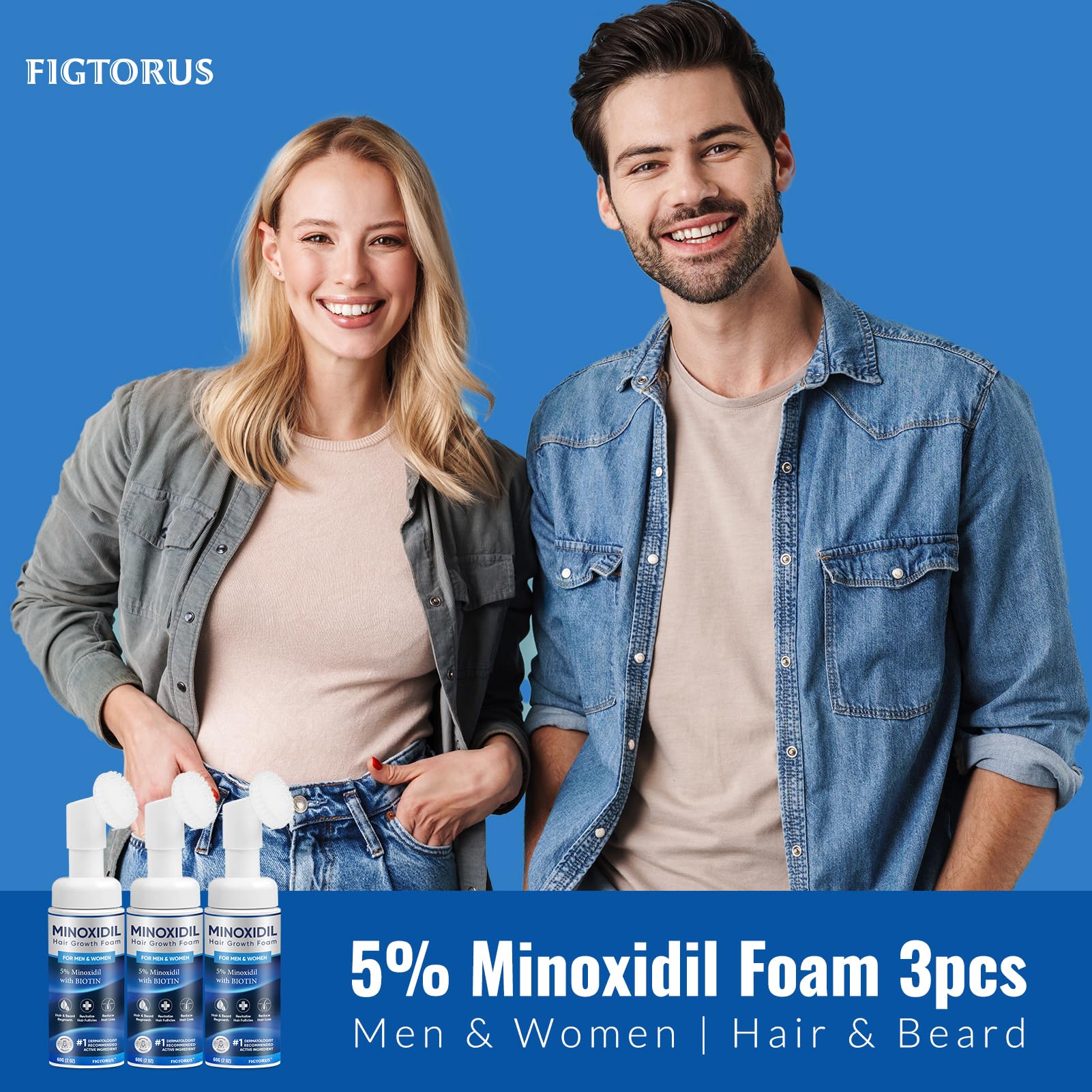 FIGTORUS 5% Minoxidil Foam for Men & Women – 6 oz