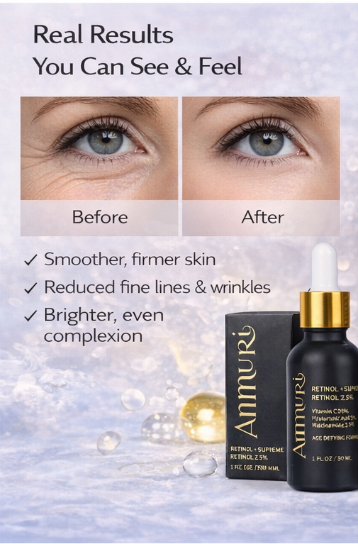 Ammuri Retinol 2.5% Face Serum | Vitamin C + Niacinamide | 30ml