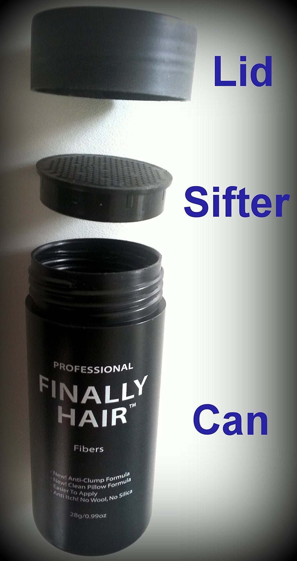 Finally Hair Hair Building Fibers 200g with Refillable Bottle — Black (23 Shades)