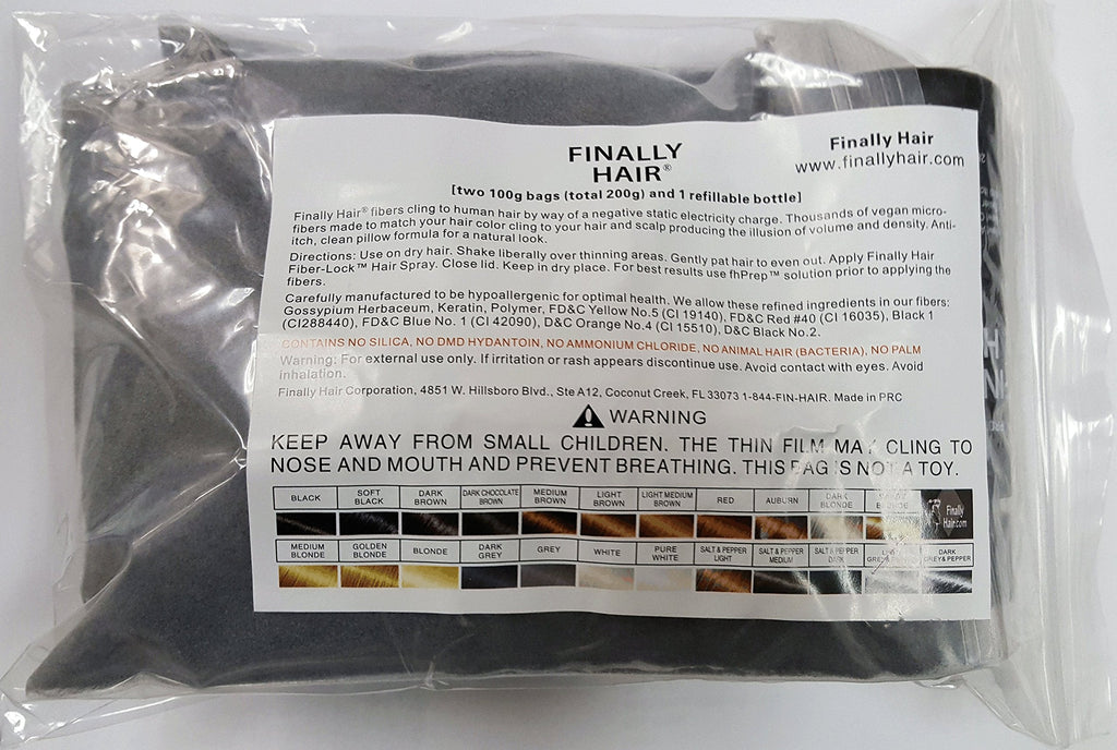 Finally Hair Hair Building Fibers 200 g + 4 x 50 g Refill (Light Grey & Pepper) – Instant Crown Coverage