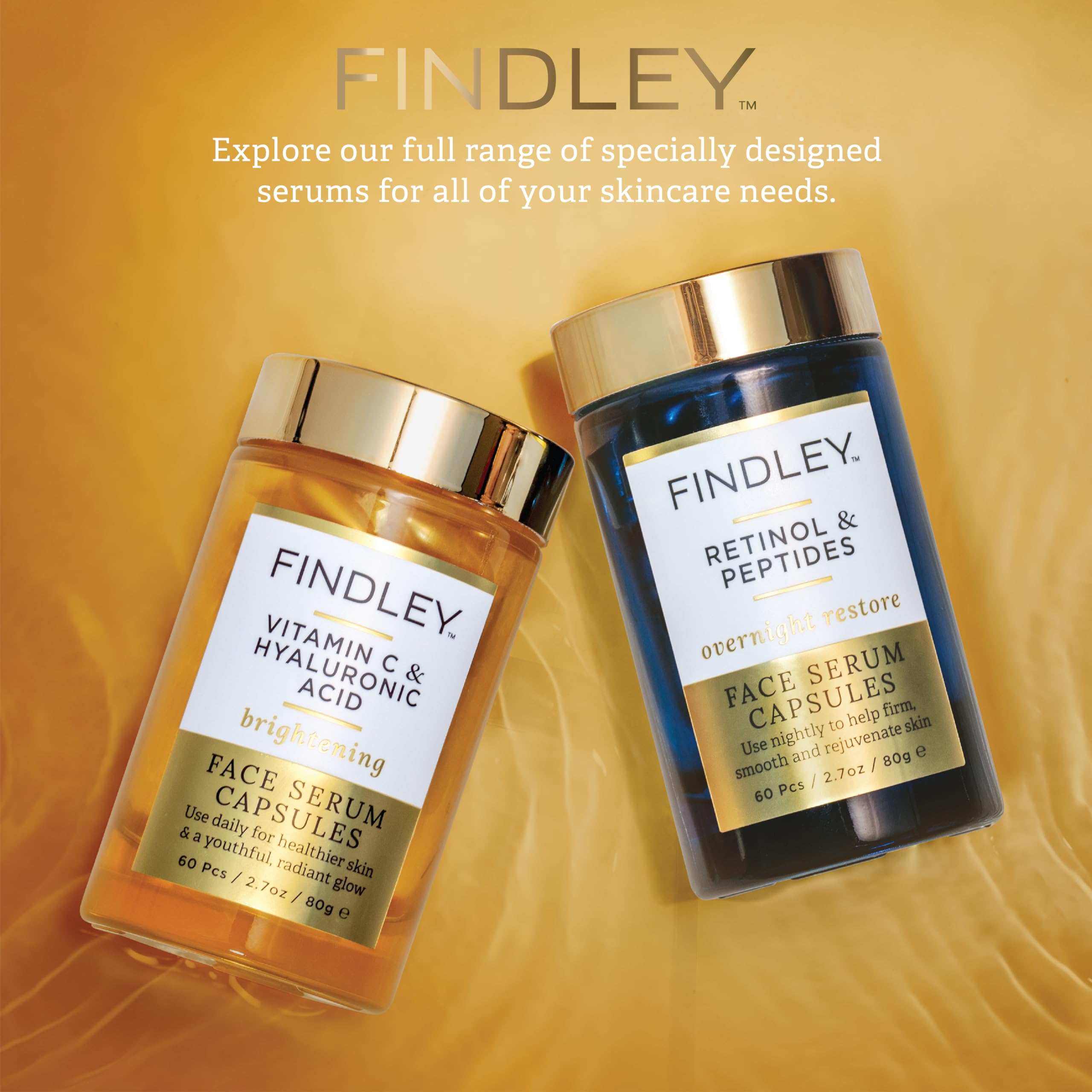 Findley Brightening Serum with Vitamin C & Hyaluronic Acid | Hydration & Radiance (60 pcs, 2.7 oz)