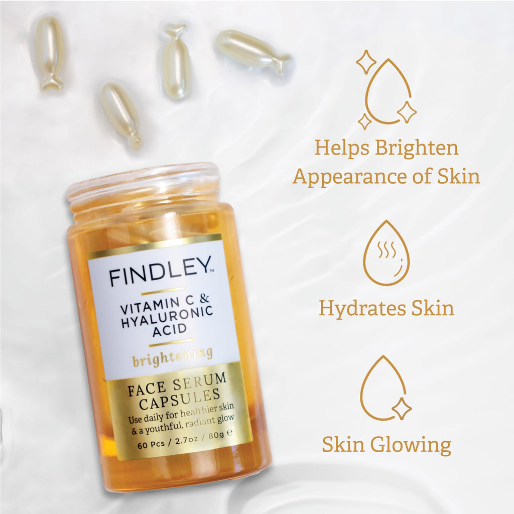 Findley Brightening Serum with Vitamin C & Hyaluronic Acid | Hydration & Radiance (60 pcs, 2.7 oz)