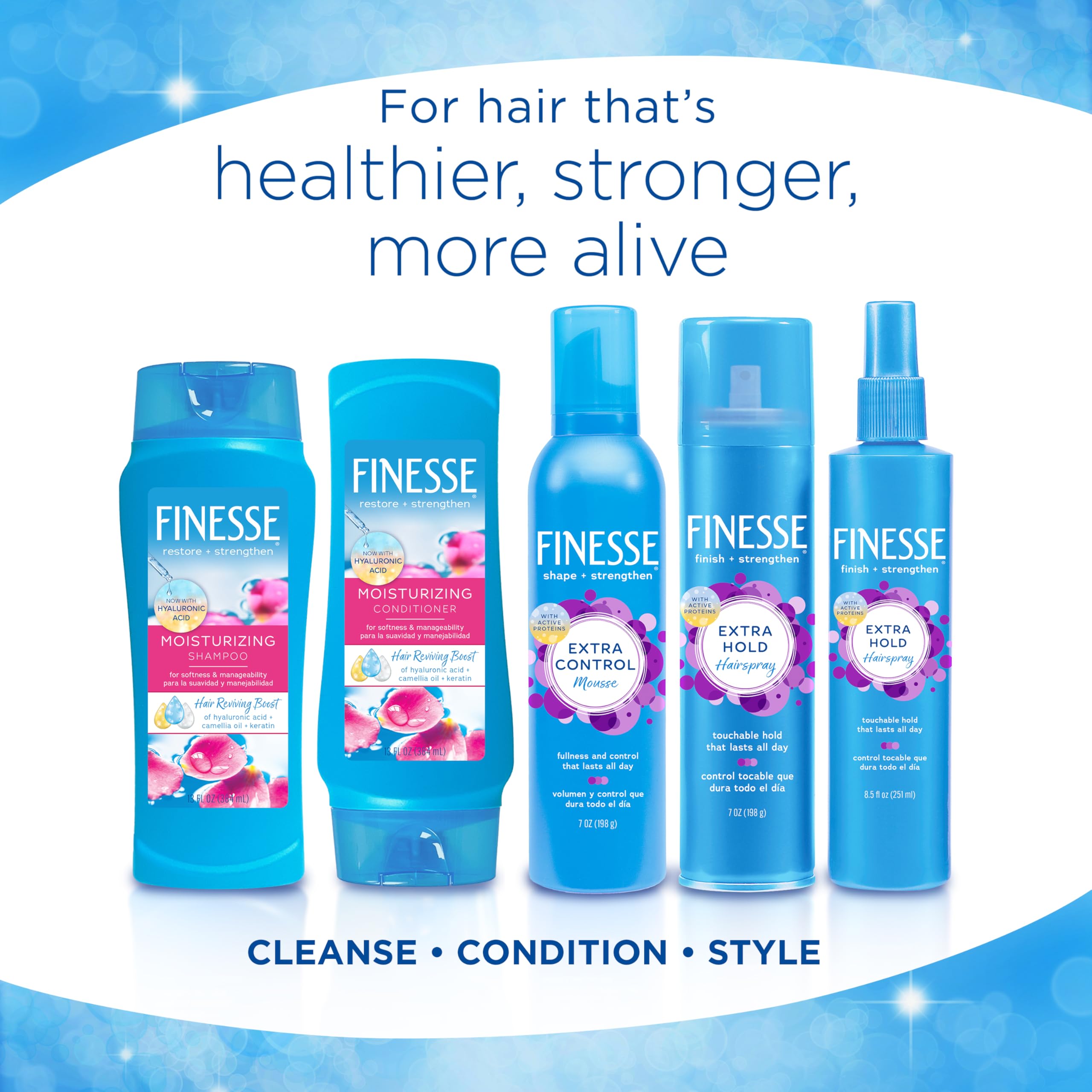 FINESSE Restore + Strengthen 2in1 Shampoo + Conditioner – Moisturize & Repair Dry or Damaged Hair | Pack of 6, 13 oz