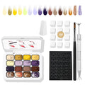 Finger Secret 16 Colors Ombre Gel Nail Polish Set | Gradient Pat Painting Kit + 100 Sponges