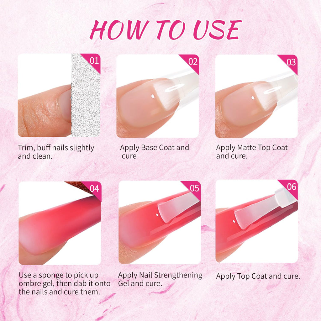 Finger Secret 24 Colors Ombre Gel Nail Polish Set – Gradient Blooming Gel with 100 Nail Sponges