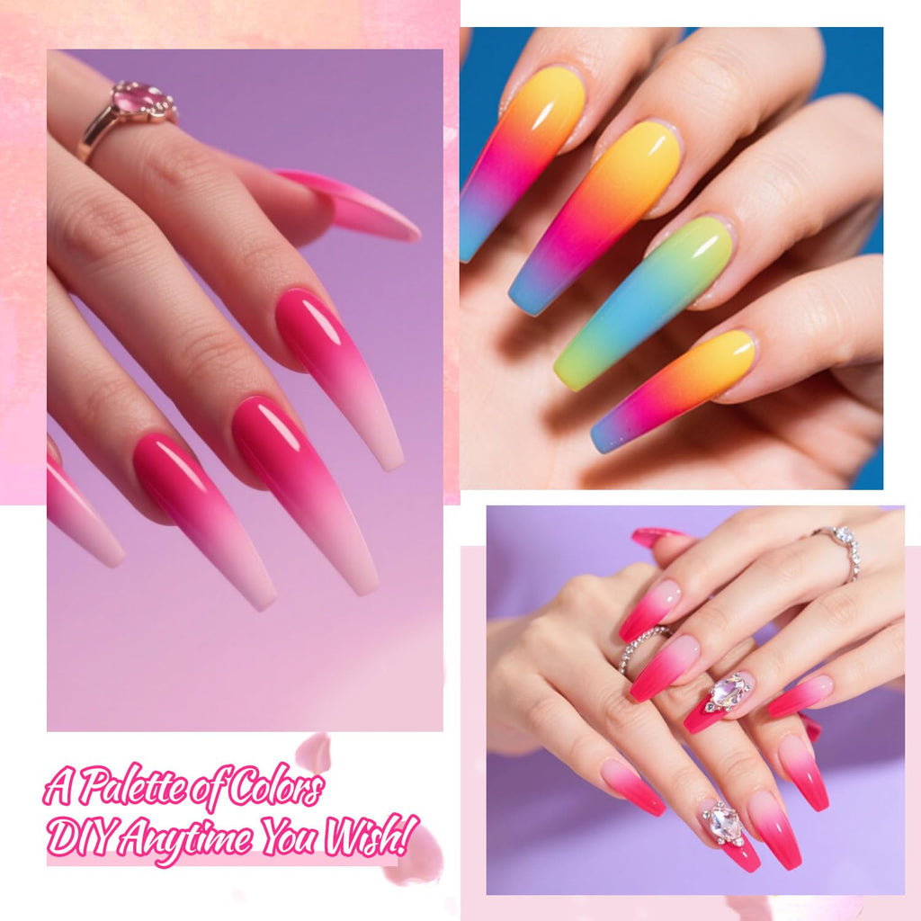 Finger Secret 24 Colors Ombre Gel Nail Polish Set – Gradient Blooming Gel with 100 Nail Sponges