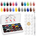 Finger Secret 24 Colors Ombre Gel Nail Polish Set – Gradient Blooming Gel with 100 Nail Sponges