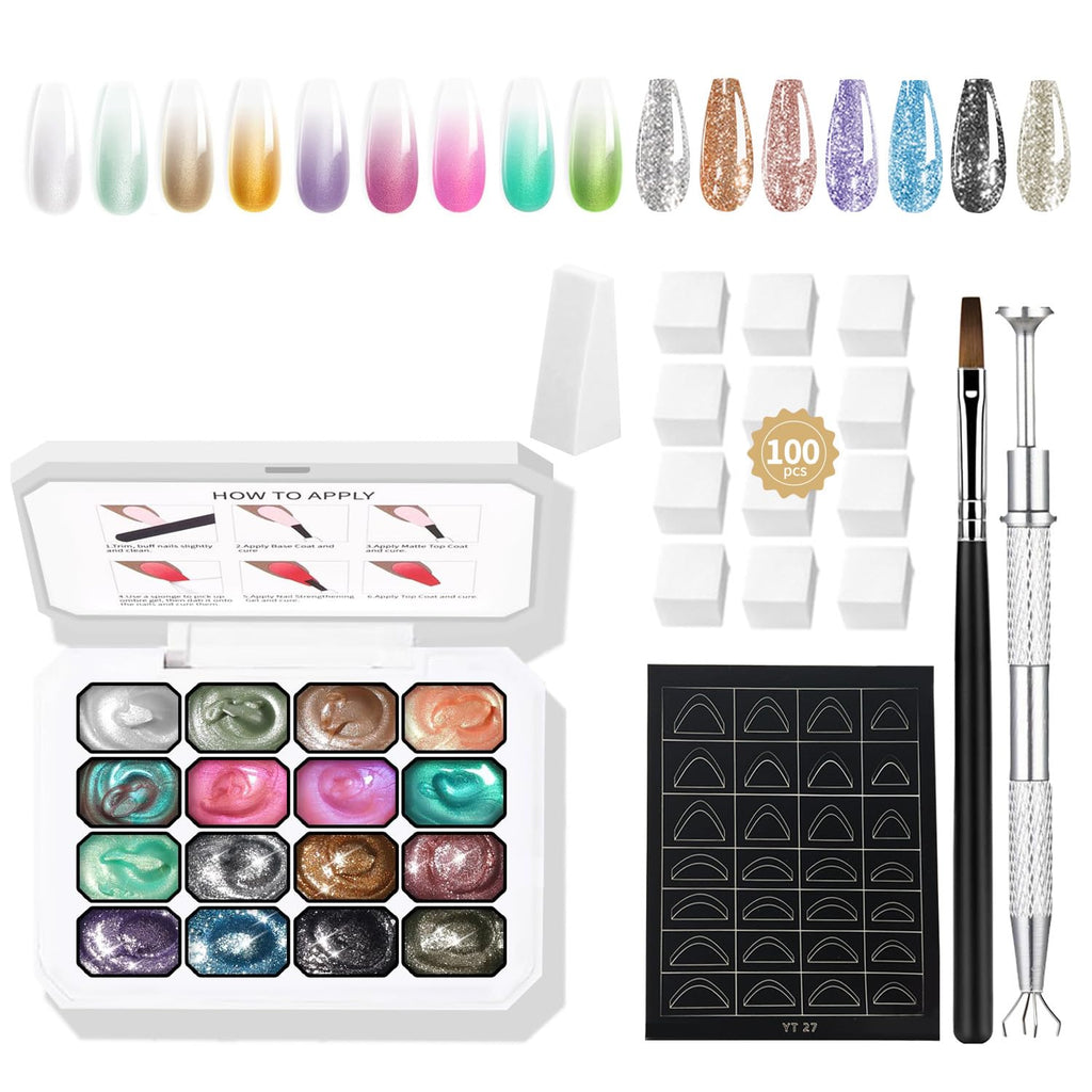 Finger Secret 16-Color Ombre Gel Nail Polish Kit | Gradient Blooming Gel Nails