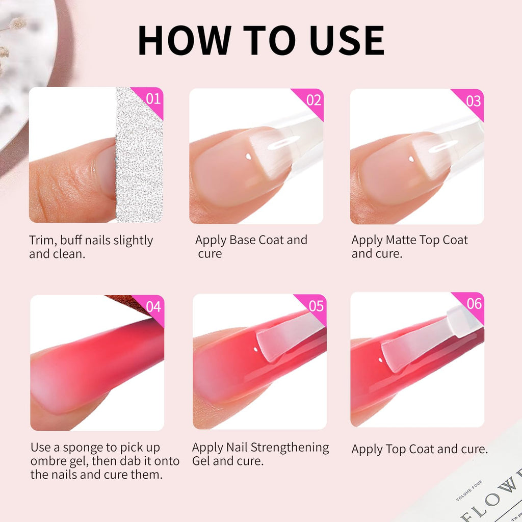 Finger Secret 16 Colors Ombre Gel Nail Polish Set | Gradient Pat Painting Kit + 100 Sponges