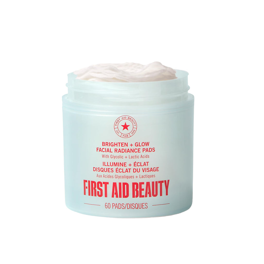 First Aid Beauty Facial Radiance Pads – Glycolic & Lactic Acids, Pore Refining & Brightening, 60ct
