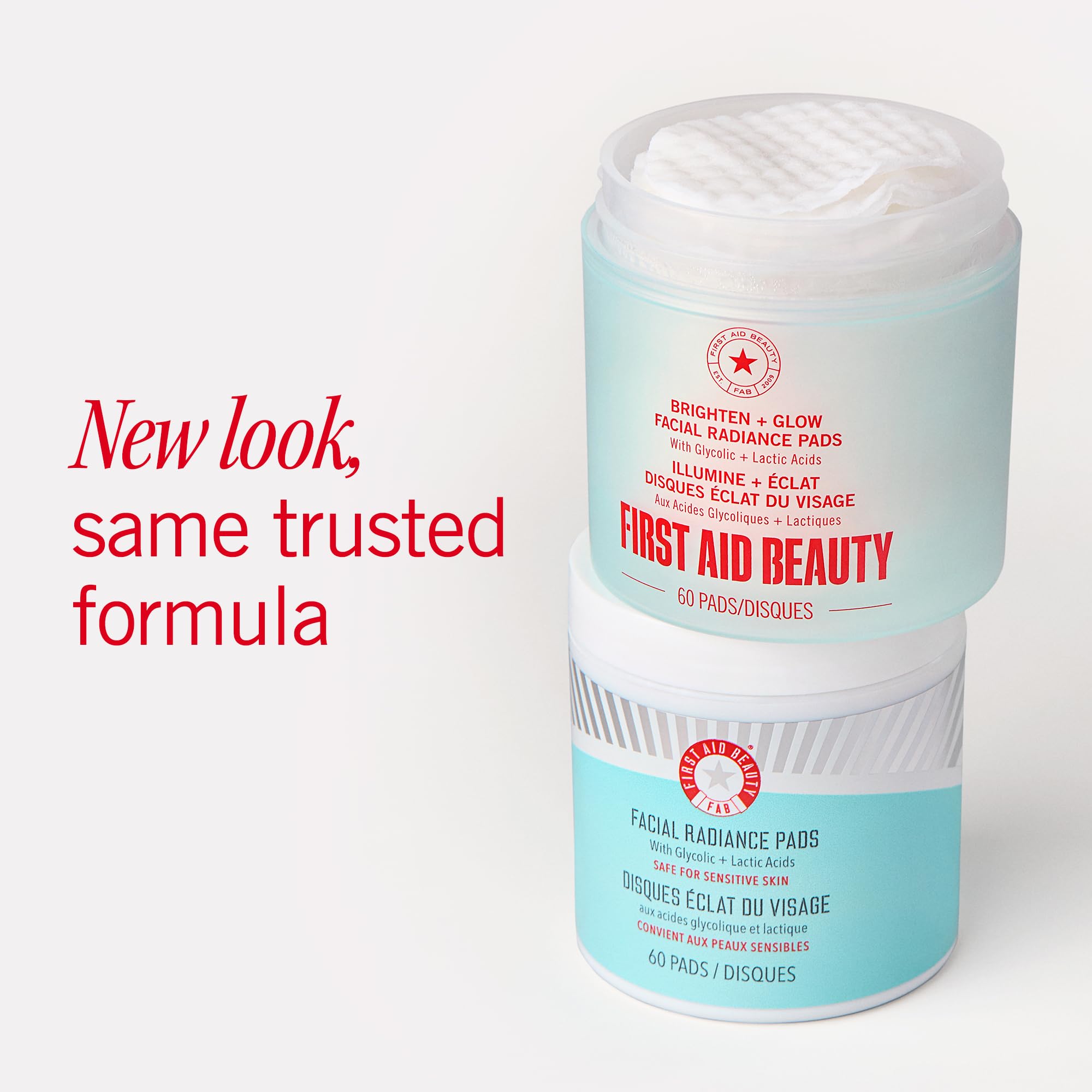 First Aid Beauty Facial Radiance Pads – Glycolic & Lactic Acids, Pore Refining & Brightening, 60ct