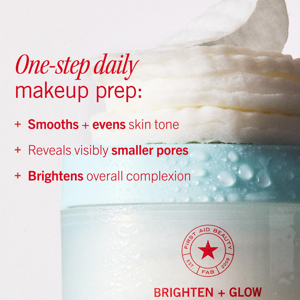 First Aid Beauty Facial Radiance Pads – Glycolic & Lactic Acids, Pore Refining & Brightening, 60ct