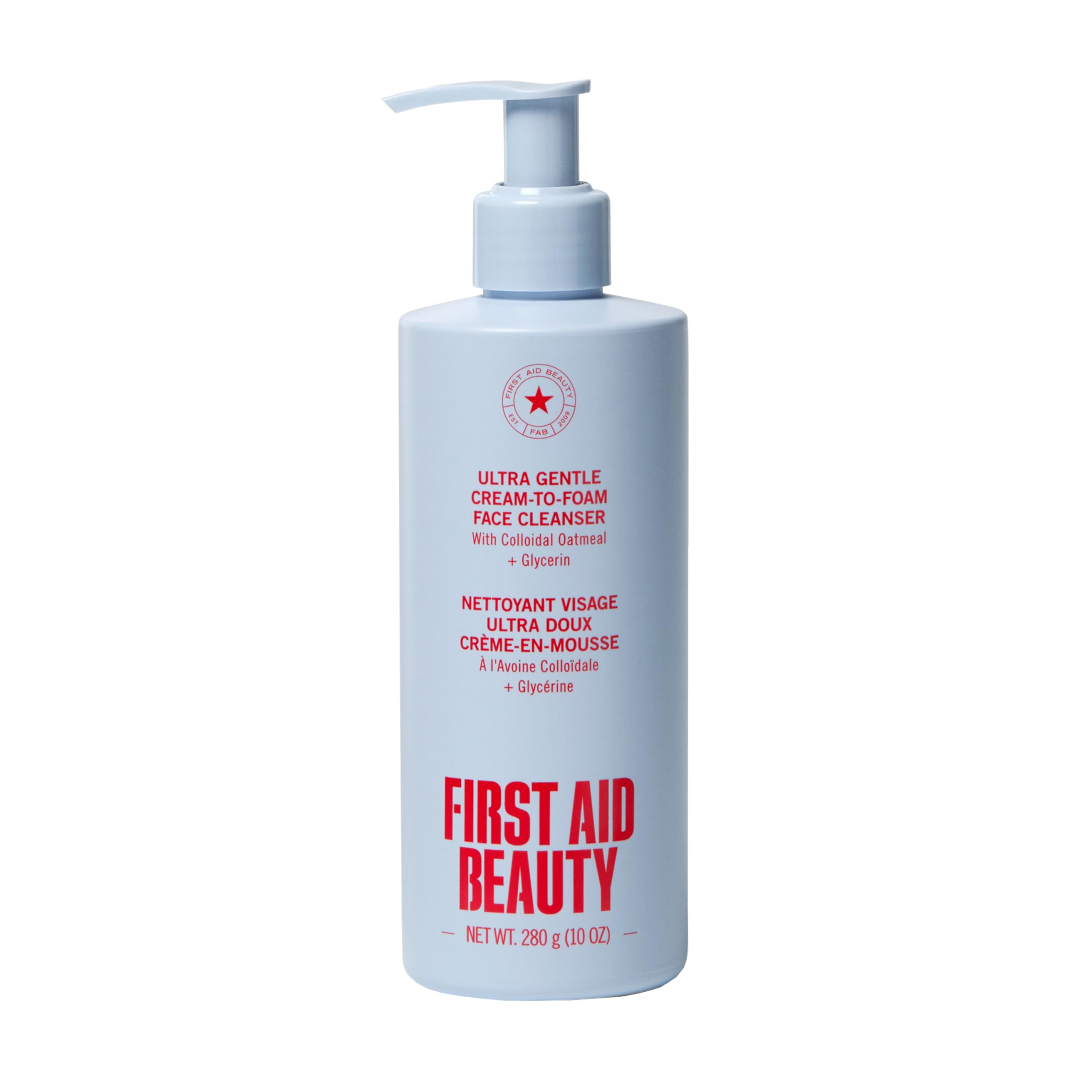 First Aid Beauty Ultra Gentle Cream-to-Foam Cleanser – Makeup Remover & Facial Cleanser, 10 oz