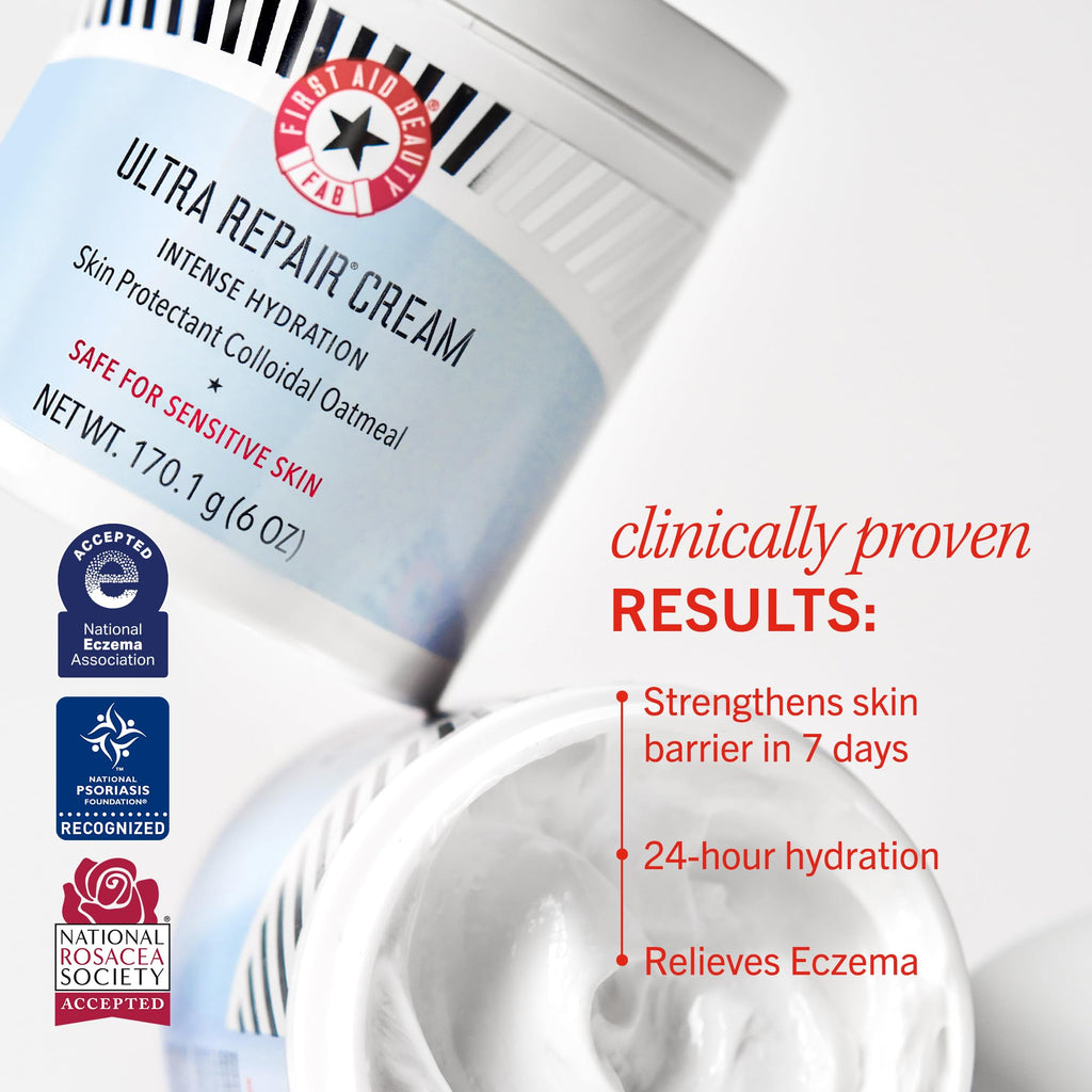 First Aid Beauty Ultra Repair Cream – Intense Hydration with Colloidal Oatmeal, 6 oz