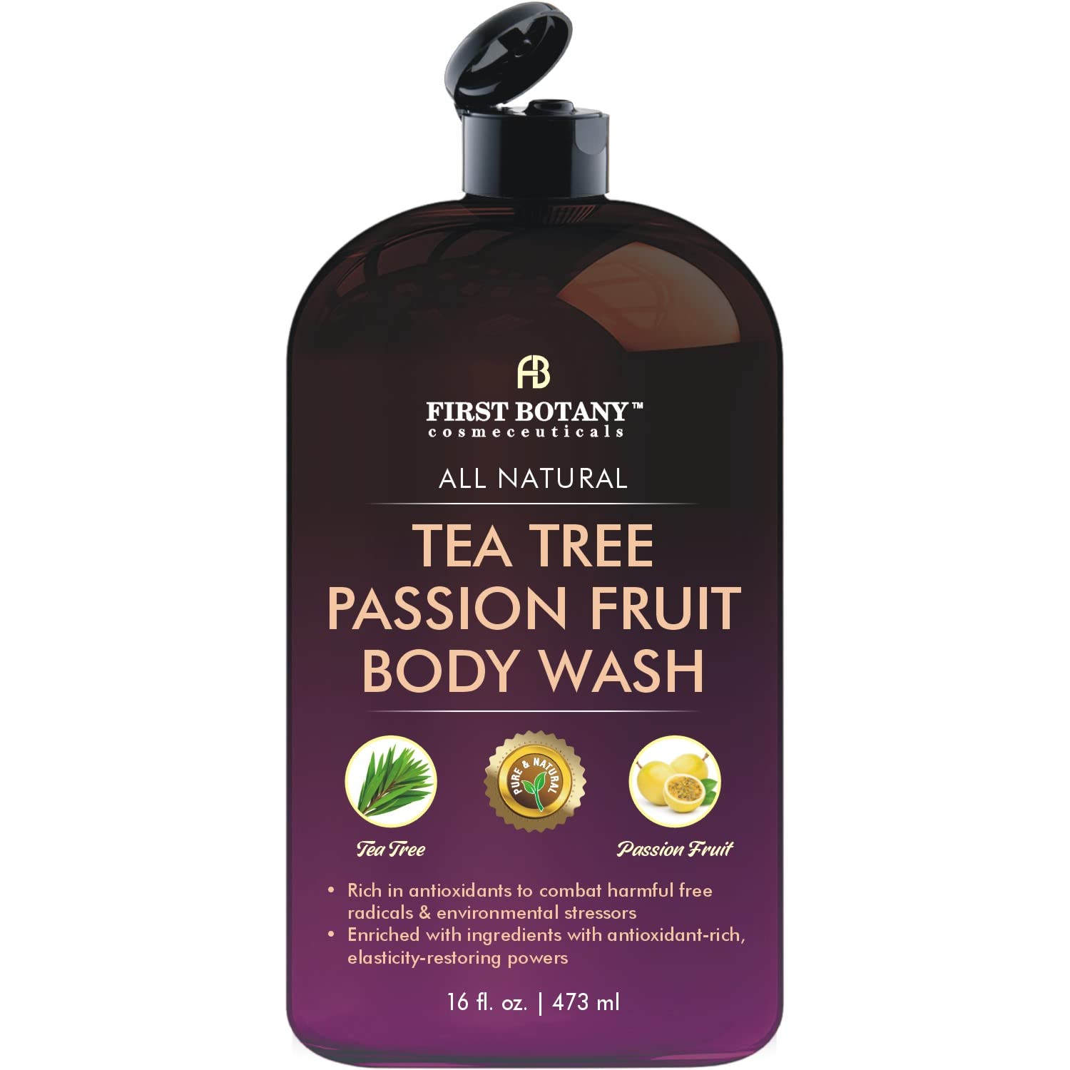First Botany All Natural Body Wash – Passion Fruit (16 fl oz) | Gentle, Antioxidant-Rich Shower Gel