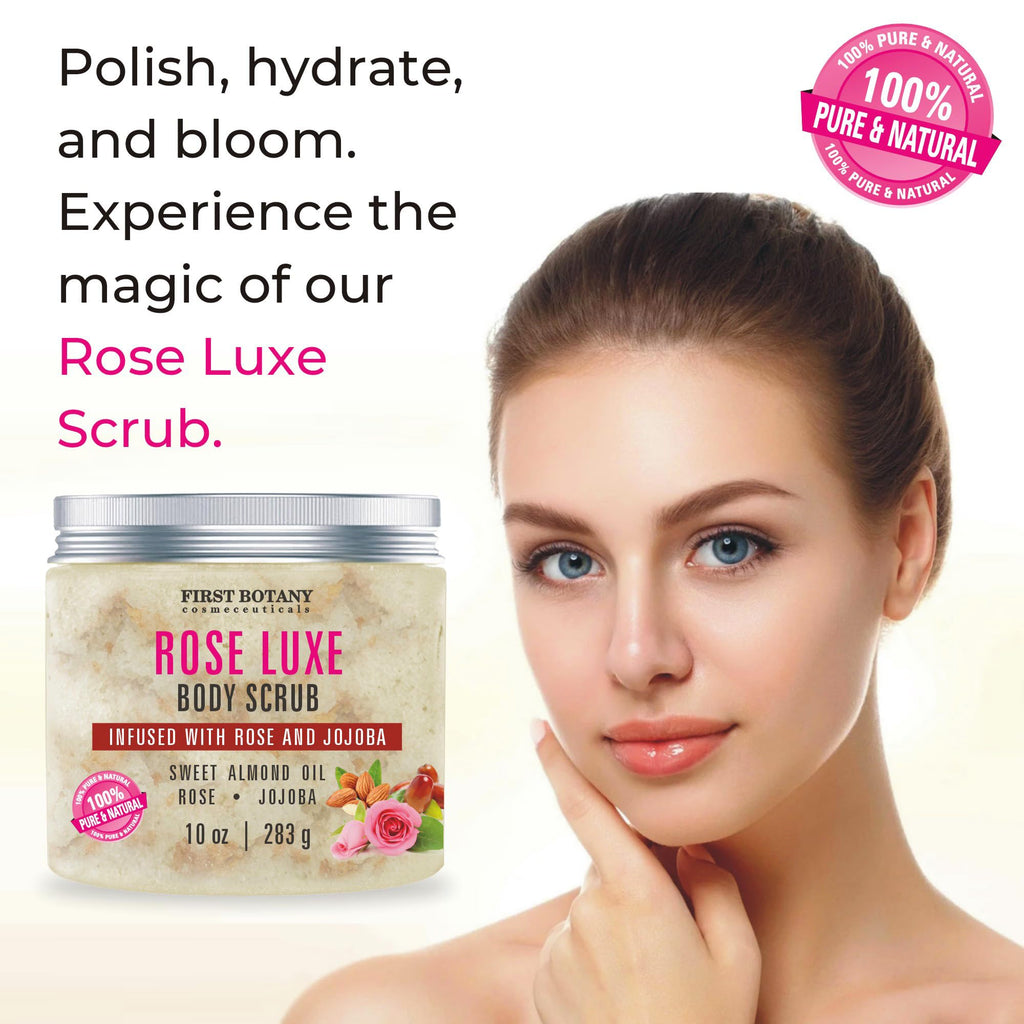 First Botany Body Scrub – Natural Exfoliating Rose Salt Scrub for Hydration & Gentle Glow (10 oz)