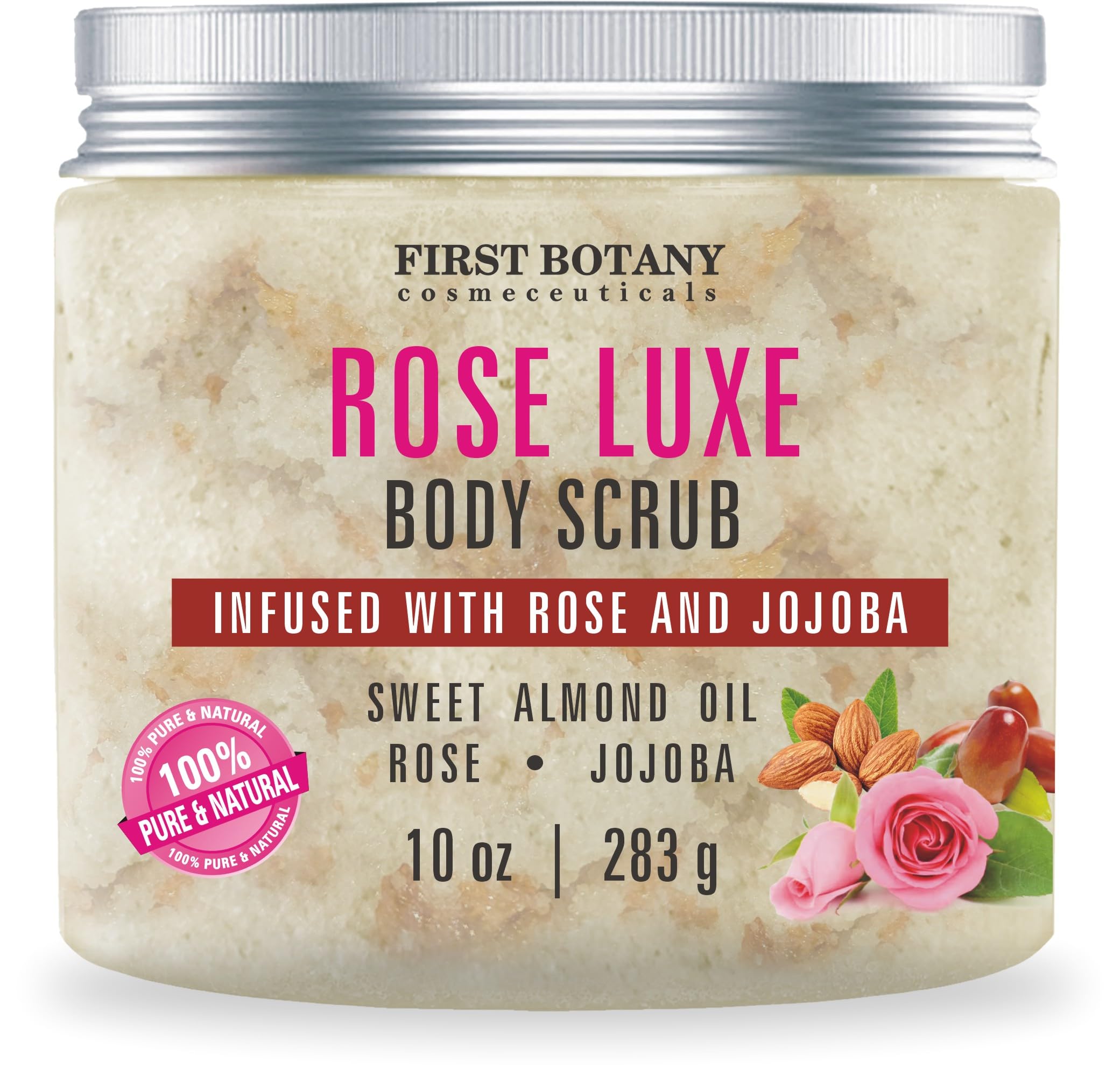 First Botany Body Scrub – Natural Exfoliating Rose Salt Scrub for Hydration & Gentle Glow (10 oz)