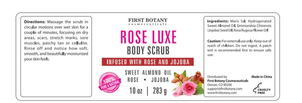 First Botany Body Scrub – Natural Exfoliating Rose Salt Scrub for Hydration & Gentle Glow (10 oz)