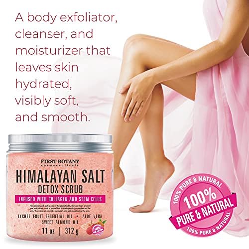 First Botany Himalayan Salt Body Scrub with Collagen & Stem Cells – Exfoliate, Rejuvenate & Hydrate (20 oz)