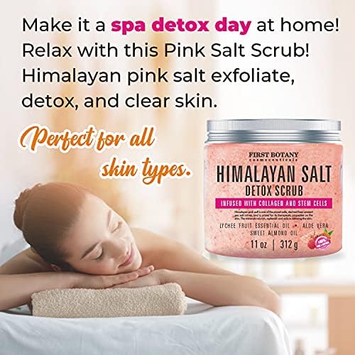 First Botany Himalayan Salt Body Scrub with Collagen & Stem Cells – Exfoliate, Rejuvenate & Hydrate (20 oz)