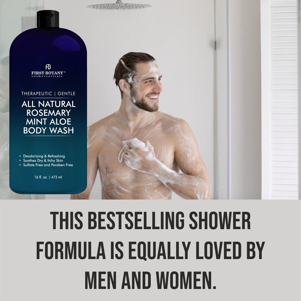 First Botany ALL Natural Body Wash – Rosemary Mint, 16 fl oz | Odor & Impurity Care for Men & Women