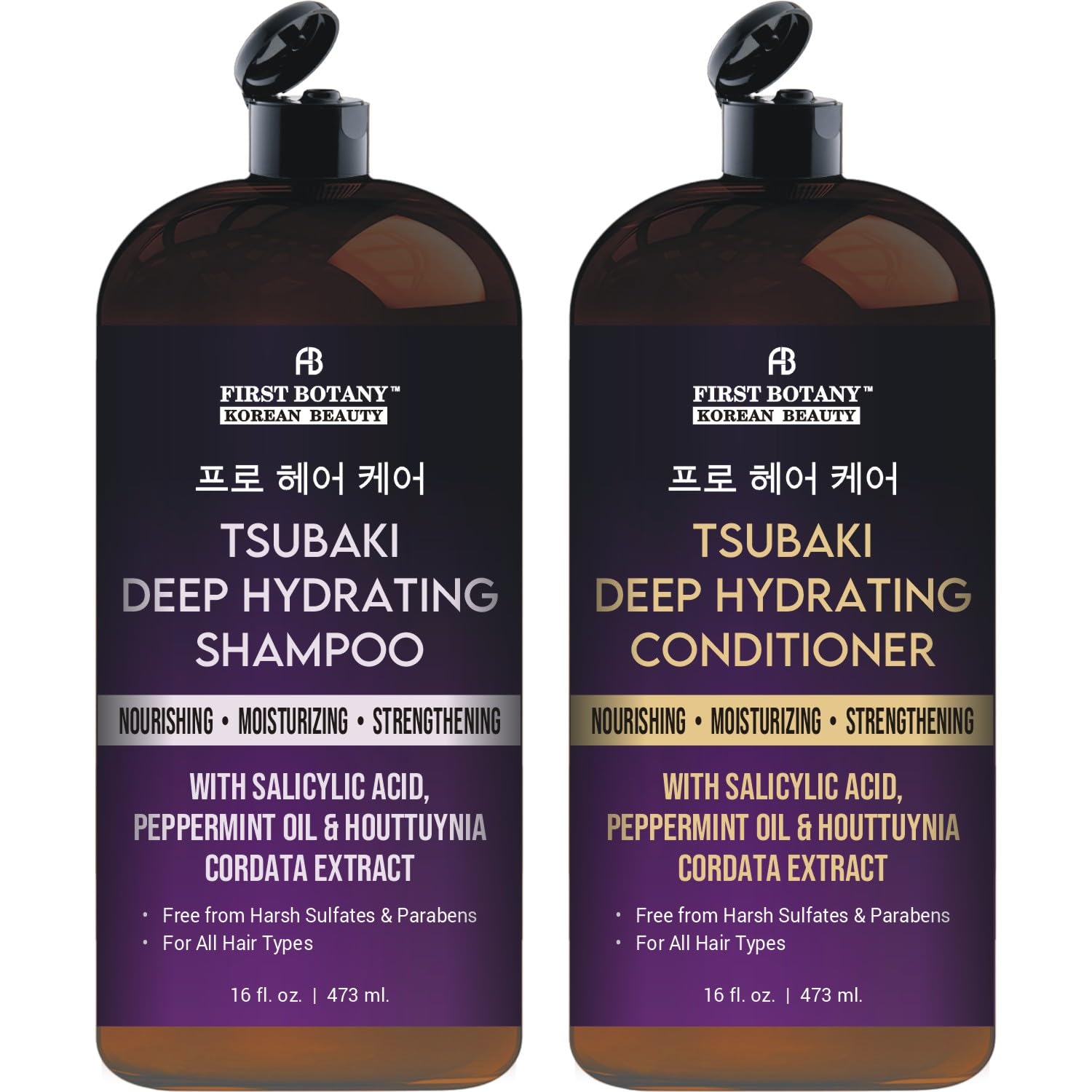 First Botany Korean Tsubaki Deep Hydrating Shampoo & Conditioner Set | Hyaluronic Acid, Biotin & Argan Oil – Sulfate & Paraben Free