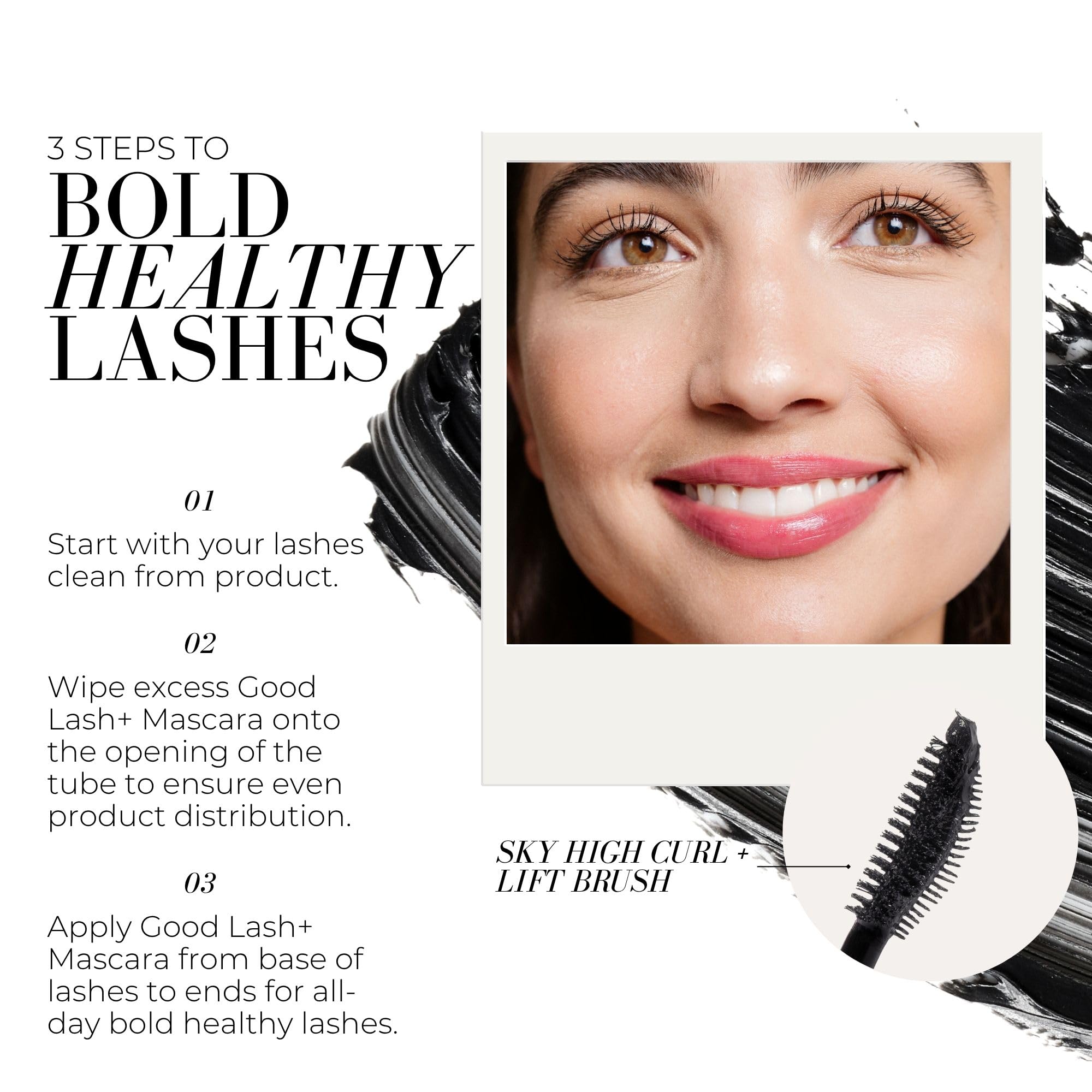 Fitglow Beauty Vegan Good Lash+ Mascara | 2-in-1 Volumizing, Lengthening & Conditioning Lash Serum | Black, 10g