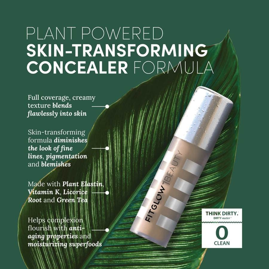 Fitglow Beauty Conceal+ – Vegan Full-Coverage Concealer with Vitamin K + Green Tea | Non-Crease, Natural Finish | C4.5-6g