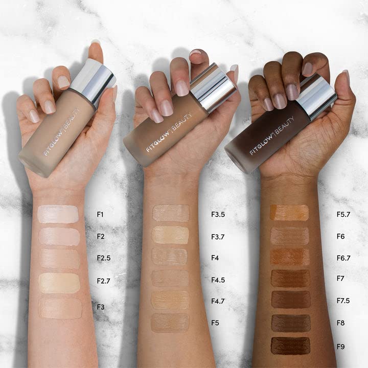 Fitglow Beauty Foundation+ | Vegan Skin-Treating Foundation with Peptides & Plant Collagen | Buildable Coverage | F6.7-30ml