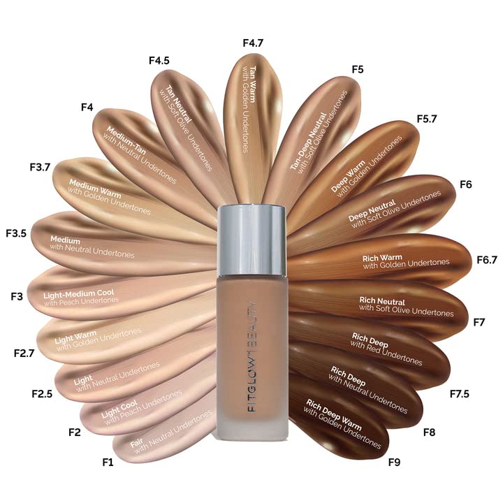 Fitglow Beauty Foundation+ | Vegan Skin-Treating Foundation with Peptides & Plant Collagen | Buildable Coverage | F6.7-30ml