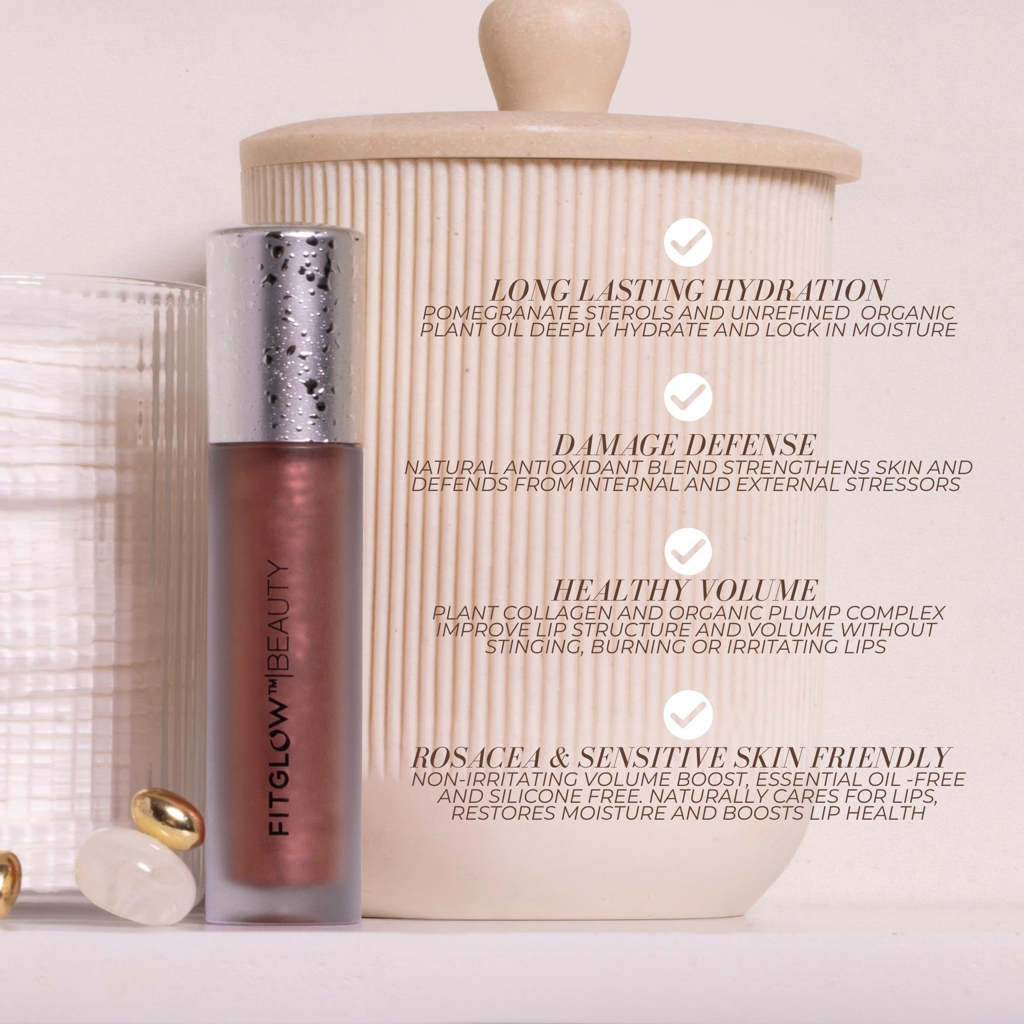 FITGLOW Lip Colour Serum | Hydrating Lip Gloss with Buildable Color – Beach Glow