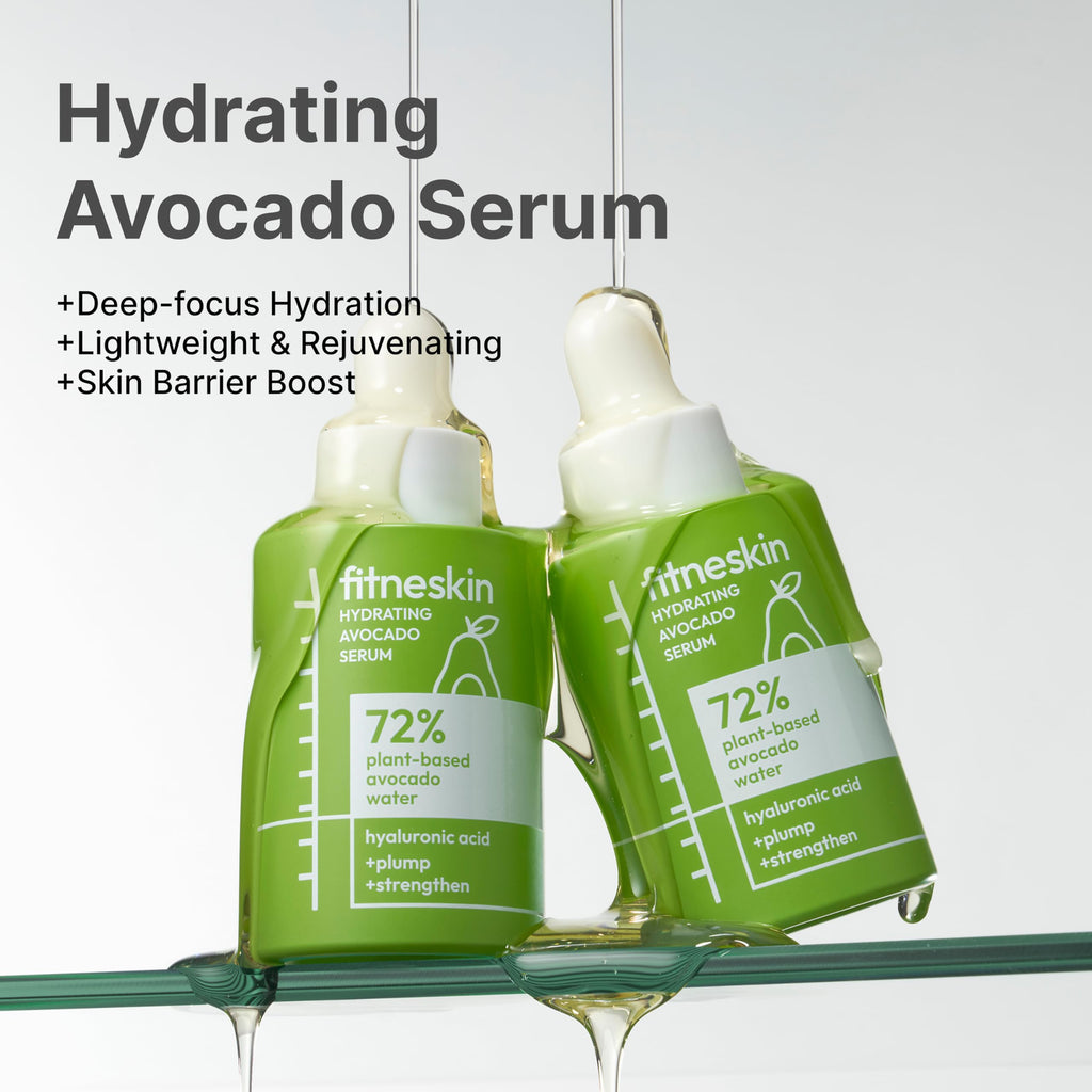 fitneskin Hydrating Avocado Serum — 72% Avocado Water, HA, Niacinamide, Fragrance-Free