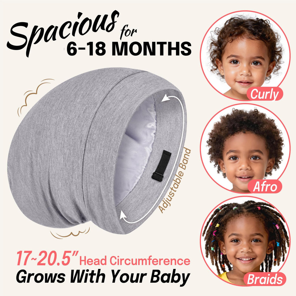 Fittia Baby Satin Bonnets for Sleeping — Adjustable 6-36 Months, Silky Smooth Hair
