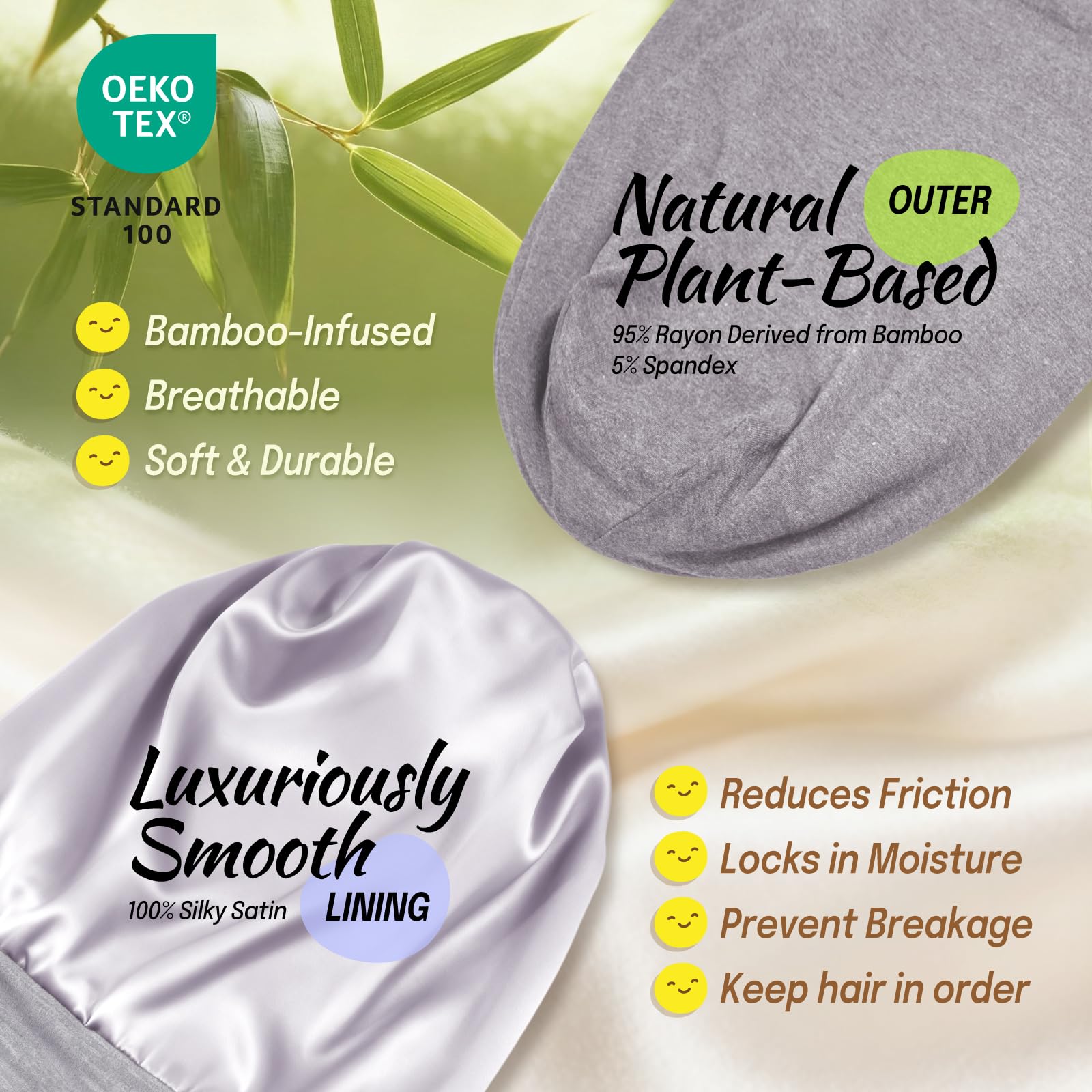 Fittia Baby Satin Bonnets for Sleeping — Adjustable 6-36 Months, Silky Smooth Hair